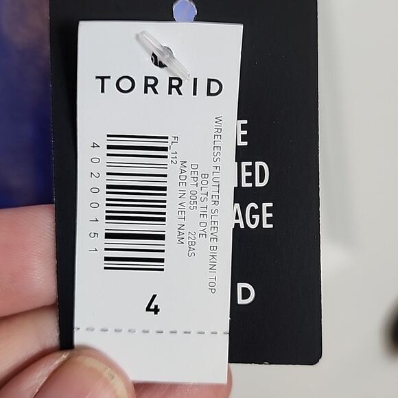 Torrid Bolts Tie Dye Wireless Flutter Sleeve Bikini Top, NWT, 4x - Picture 4 of 7